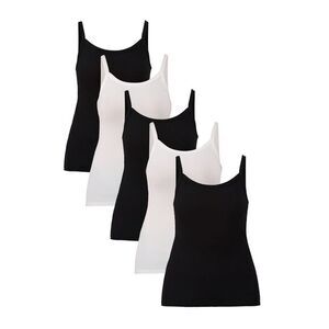 NEW No Boundaries Womens Juniors M Rib Cami Tank Top‎ 5-Pack White Black